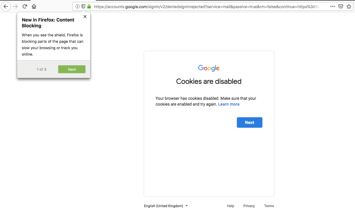 Firefox Cookies Error